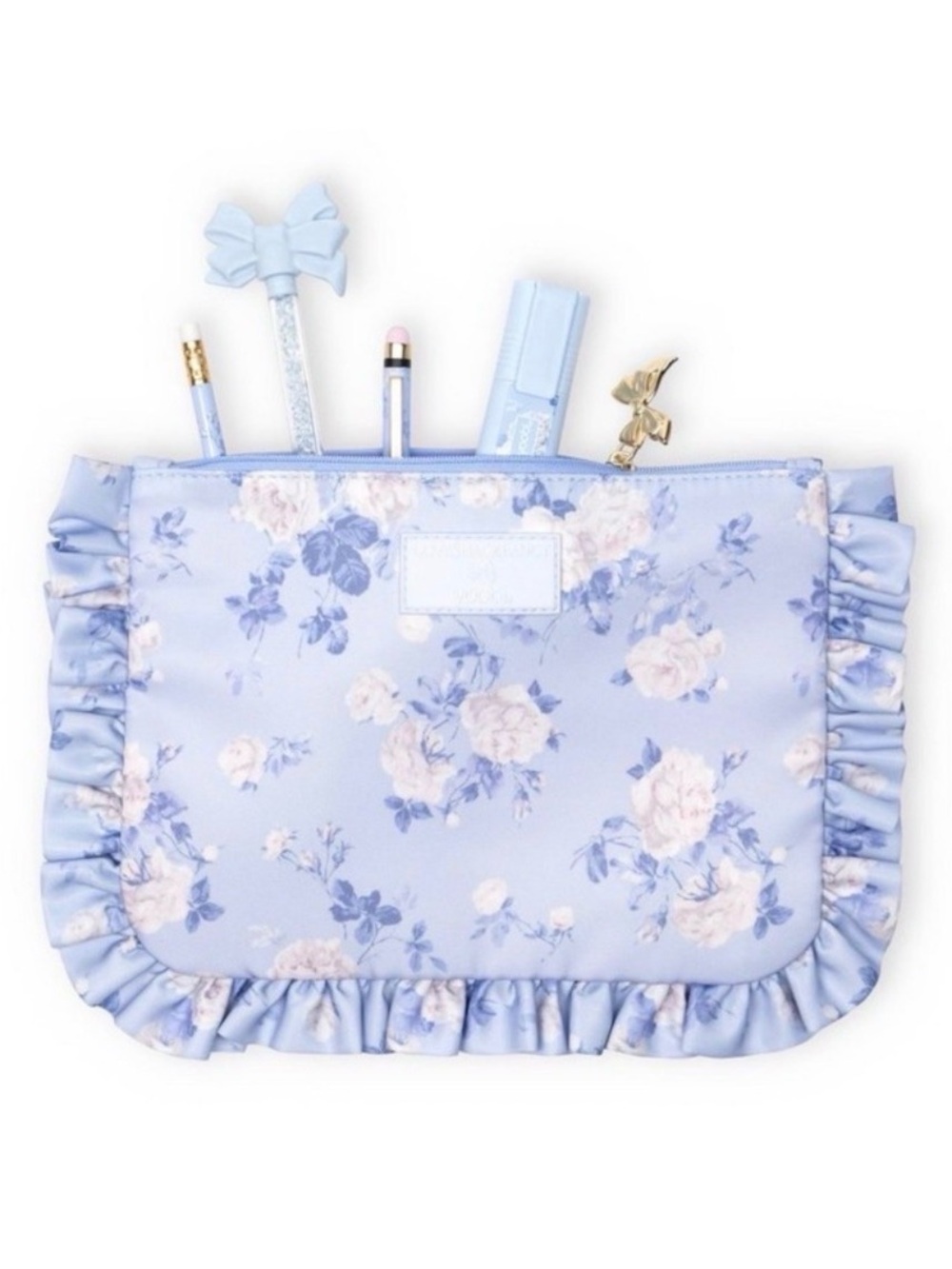 Blue Floral Ruffled Accessory Pouch & Pink Stapler Gift Set - Picture 10 of 11